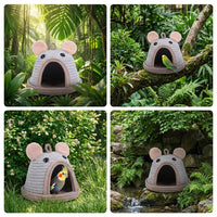 Songbird Nest and Handmade Bird Nest for Parakeets, 15cm Warm Bird Bed with Mount, Cotton Rope for Cockatiels and Small Parrots