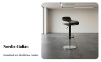 Height-Adjustable Upholstered Seat with Backrest rotate Function Upholstered Pedestal Stool Minimalist Design Counter Chair Built-in Footrest for Restaurant Owners, Homeowners, Adults, Coffee Shop, Hotel Lobby, Kitchen Island, Dining Room