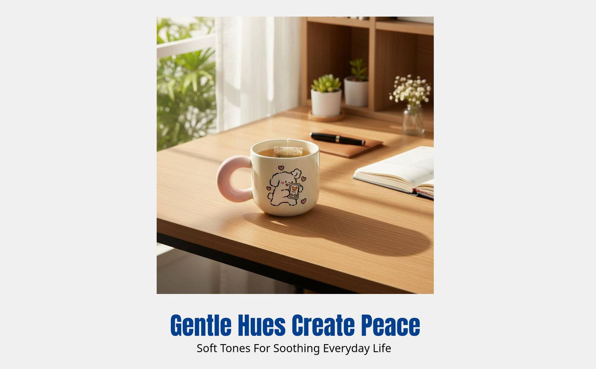 Cute Dog Ceramic Mug, Couple Gift, Office Coffee Mug with Lid & Spoon