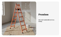 Carbon Steel Folding Ladder Foldable Design Folding Stepladder Stable Heavy Duty Herringbone Ladder for Carpenters, Homeowners, Home, Workshop, Garage