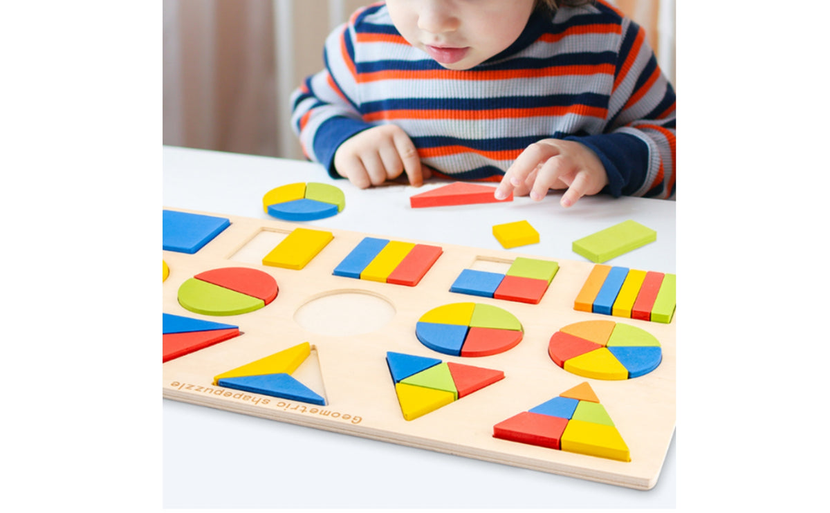 Wooden Brainteaser Toy Multicolor Educational Brainteaser Set Shape Sorting Board Colorful Painted for Young Children
