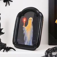 Halloween Cute Ghost Holding Candle Decorative Frame with Baroque Style
