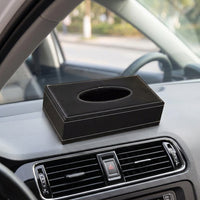 Tissue Box Holder for Home Office and Car Tissues, PU Leather Rectangular Tissue Boxes with Stitched Edge, Sun Visor Car Interior, Modern Style