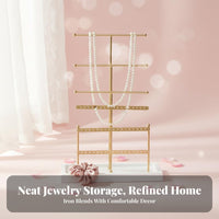 6-Tier Jewelry Stand Large Capacity Necklace and Earring Holder Necklace Holder with Tray Multi-Functional for Bedroom, Closet