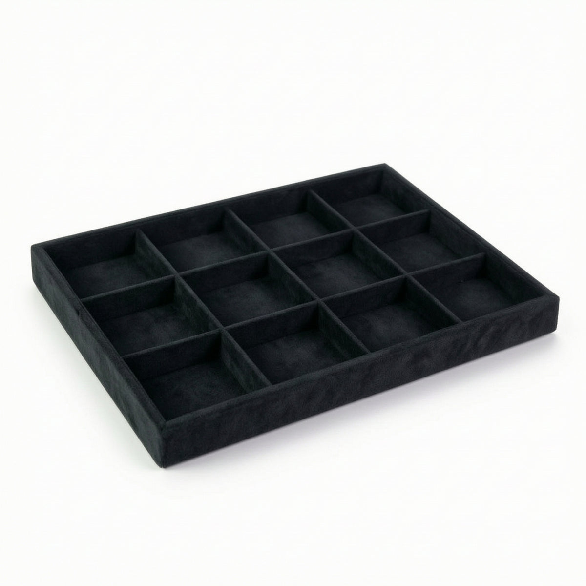 Flocked Jewelry Tray with 12 Compartments Open-Top Jewelry Organizer Tray Shallow Scratch-Resistant for Collectors