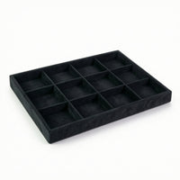 Flocked Jewelry Tray with 12 Compartments Open-Top Jewelry Organizer Tray Shallow Scratch-Resistant for Collectors