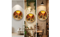 Round Wooden Wall Art Self-Adhesive Wooden Plaque Layered Wood Plaque Flat for Living Room, Bedroom, Entryway