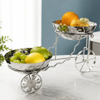Hammered Fruit Bowl Stand Stainless Steel Metal Fruit Display Stand Large Capacity Servingware Set for Restaurant, Banquet, Buffet, Party