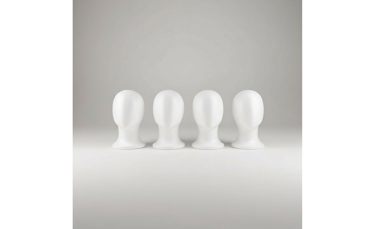 4 Pieces White Foam Mannequin Head | Lightweight, compressed foam hairpiece Head, for Cosplay Prep