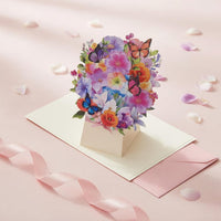 Includes Envelope 3D Standing Card Hand Assembled 3D Floral Greeting Card Intricate Details Spring-up Flower Floral Arrangement Long-Lasting Substitute for Wife, Girlfriend, Women, Birthday, Mother's Day, Anniversary, Gratitude