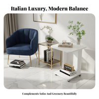 With casters 2-Tier Rolling Utility Cart Modern aesthetic Side Table Multi-Functional Mobile Furniture Space-Saving for Apartment Dwellers, Homeowners, Students, Living Room, Bedroom, Home Office, Balcony