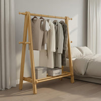 Solid Wood Wooden Garment Rack with Shelf Large Capacity Freestanding Clothes Rack Multi-Functional Clothing Organizer for Entryway