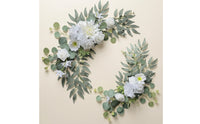 2 Pieces Artificial Wedding Arch Flowers Crescent-Shaped Wedding Arch Floral Swag Hanging Eucalyptus Rose Arrangement Curved