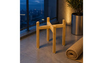 Cross-Brace Bowl Stand Bamboo Finish Wooden Pet Bowl Stand Open Design Raised Pet Feeder Holder