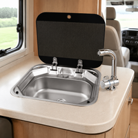 Portable Sink, Car Camping RV Sink, With Lid and Faucet, Stainless Steel, 415x365x150mm
