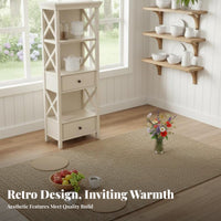 Vintage aesthetic Multi-Door Sideboard Distressed Look Farmhouse Sideboard Two-Tone Finish Buffet Cabinet Xpattern Doors for Interior Design aficionados, Homeowners, Apartment Dwellers, Dining Room, Kitchen, Entryway, Hallway