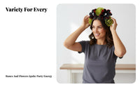 Skull Flower Headband Realistic Flowers Skull Flower Hairband Halloween Floral Headdress Universal Fit for Masked Festivity