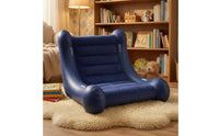 Ribbed Inflatable Rocking Sofa Chair Built-in Handles Kids Rocker Chair Blue for Children