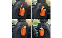 Hanging Car Seat Organizer with Hook Leather-Like Car Organizer with Cup Holder Easy to Clean Compact for Commuters