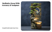 Relaxing Ambiance Rockery Water Feature Misting Humidifier Illuminated Water Wall Quiet Pump Operation Cascading Waterfall Fountain Easy Setup for Feng Shui Enthusiasts, Hotel Lobby, Living Room, Entryway, Office