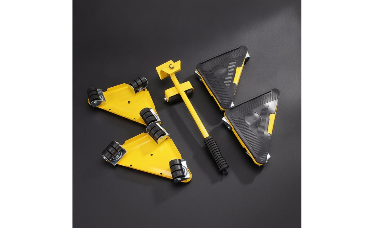 5 Pieces Furniture Moving Tool Kit Heavy-Duty Furniture Mover Plate with Triangular Wheeled Dollies with Lifting Lever for Movers, Homeowners