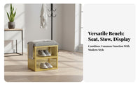 Multi-Functional Padded Shoe Storage Bench Space-Saving Design Cushioned Shoe Rack Stool Long-Lasting Frame Entryway Furniture High Load Capacity for Apartment Dwellers, Families, Homeowners, Hallway, Mudroom, Walk-in Closet, Living Room