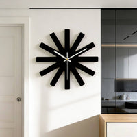 Rayed Design Wall Clock Nordic-Style Sunray Wall Clock Sculptural Timepiece for Living Room, Office, Entryway