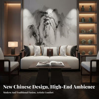 Light Luxury Modern Chinese aesthetic Couch Wooden details Living Room Set Sturdy and long-lasting Lounge Seating Comfortable Cushioning for Interior Designers, Business Owners, Apartment Dwellers, private lounge, Lobby, Reception Area