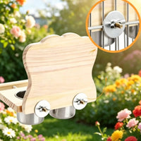 Natural Wood Bird Feeding Station with Mirror Easy to Install Wooden Bird Feeder with Mirror Birdcage Accessory for Small Birds