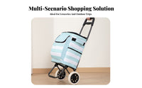 Foldable Shopping Cart Portable Wheeled Grocery Bag Lightweight Insulated Rolling Cart for Shoppers, Seniors, Supermarket, Outdoor Markets, Laundromat