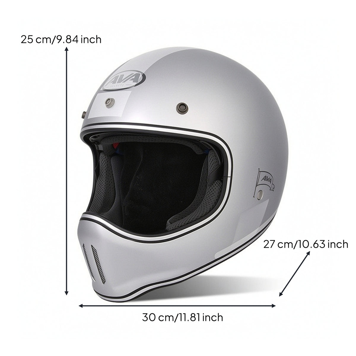 Retro Motorcycle Helmet Vintage Full Face Motorcycle Helmet Lightweight Breathable for Motorcyclists, Cruising, Commuting