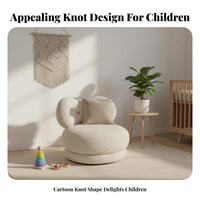Soft Textile Bow-Back Swivel Chair Playful Design children's Furniture Ergonomic Backrest Toddler Armchair High-Density Foam Support for Toddlers, Preschoolers, Parents, Playroom, Reading Nook, Nursery, Living Room