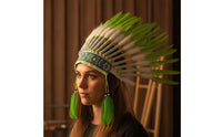 Feather Headdress Woven Feather Headpiece Geometric Bohemian Costume Headwear for Cosplayers, Photo Shoots