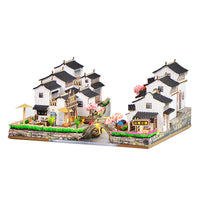 DIY Chinese Style Wooden House Model Kit, Huizhou Architecture Street Scene