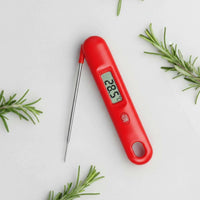 Folding Foldable Temperature Instrument Backlit Display Foldable Prong Cooking Thermometer Calibration Function Kitchen Utensil for Barbecue
