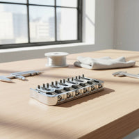 Rotating Saddle Fixed Bridge Long-Lasting Zinc Alloy Rotating Saddle Guitar Bridge Includes Mounting Hardware for Luthiers
