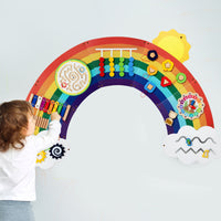 Interactive Wooden Activity Board Sensory Rainbow Activity Board Educational Toy Child-Led for Toddlers, Preschoolers, Kids, Playroom, Nursery, Daycare, Kindergarten