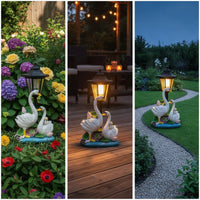 Solar Lantern with Swan Base Decorative Solar Swan Garden Statue Outdoor Light with Lantern Waterproof for Gardeners, Yard
