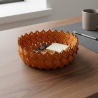 Handwoven Woven Leather Tray Multi-Purpose Decorative Key Tray
