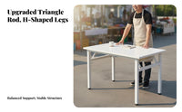 Rectangular Folding Table Multi-Use Foldable Computer Desk Sturdy Construction Portable Work Table for Students, Families, Outdoor, Dorm Room, Bedroom