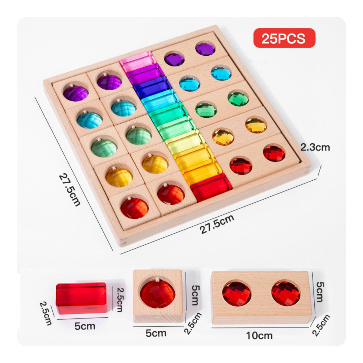 High Transmittance Translucent Rainbow Blocks Educational Acrylic Gemstone Cubes Stackable Acrylic Crystal Cubes Child-Led Learning Inspired Inspired for Preschoolers, Toddlers, Kids, Kindergarten, Classroom, Daycare, Playroom