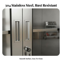 Resistant Stainless Steel Storage Cabinet Rust-Proof Lockable Steel Cabinet Waterproof Low Profile Office Credenza Easy Assembly for Mechanics, DIY Enthusiasts, Outdoor, Workshop, Basement