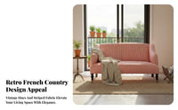French Country Design Highrear Wooden Frame Settee Vintage design Small Sofa Latex padding Loveseat Breathable Fabric for Apartment Dwellers, partners, Homeowners, perusing alcove, Lounge Area, Bedroom, Office