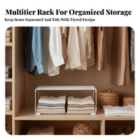 Space Saving textile Clothing Box with Dividers Compartmentalized Design textile Drawer Divider Set Foldable Wardrobe Organizer Stackable for Students, Families, homeowners, Bedroom, Dorm Room, Under Bed