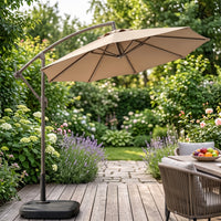 Offset Patio Umbrella with Weighted Base Heavy Duty Cantilever Patio Umbrella with Rolling Stand Waterproof for Homeowners, Backyard, Poolside, Garden