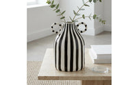 Hand-Painted Handled Ceramic Vase Glazed Striped Ceramic Vase Glossy Flower Holder Narrow-Neck