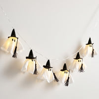 Warm Glow Ghost Lights with Witch Hats Indoor Ghost String Lights Festive Hanging Witch Hat Light Decor Spooky for Window Display, Photo Backdrop