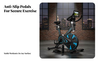 Adjustable Resistance Indoor Cycling Bike Comfortable Padded Seat Stationary Cycling Bike Heavy-Duty Steel Frame Stationary Exercise Cycle Space Saving for Beginners