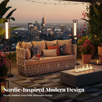 3 Pieces Nordic Design 2-Chair and Table Patio set Woven and design Outdoor Furniture Leisure Seating Garden Furnishings Weather-Resistant for Guesthouse Owners, Homeowners, Apartment Dwellers, Courtyard, Porch, Balcony, waterside