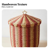Round Lidded Container Built-in Handles Coiled Rope Basket with Cover for children
